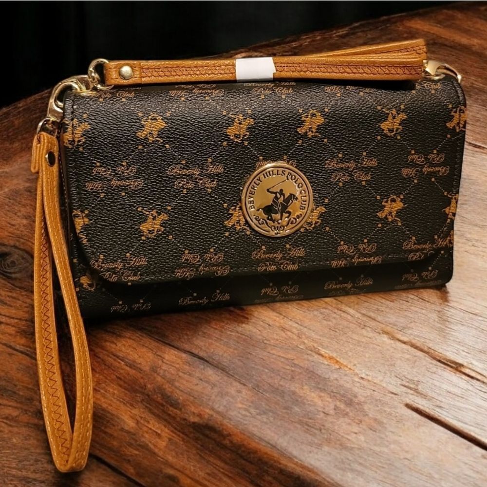Beverly Hills Polo Club Black and Tan Crossbody Bag